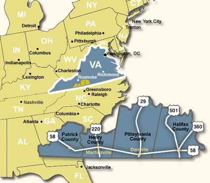 Southern VA Regional Alliance mid-atlantic location