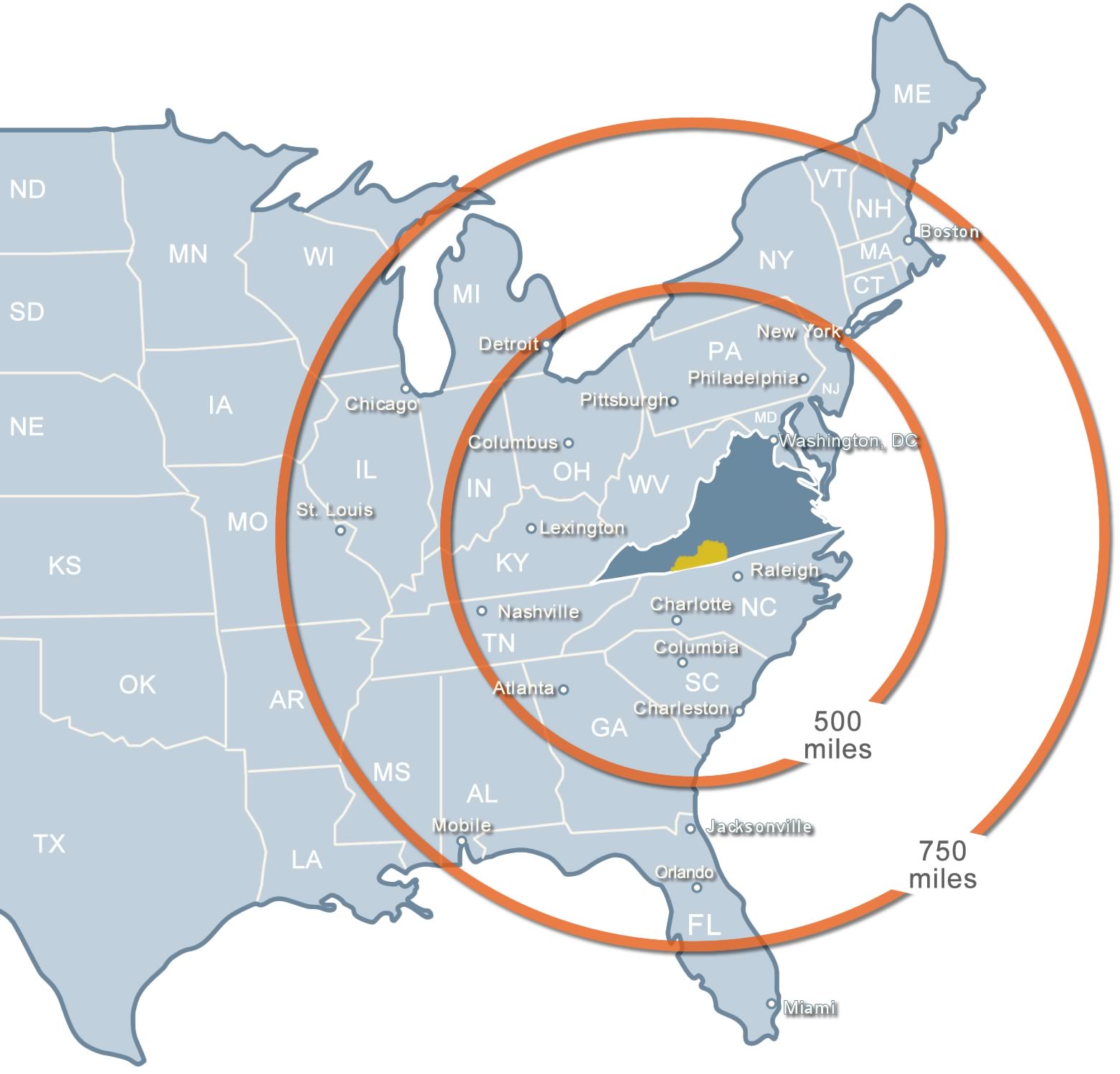 Southern Virginia Regional Alliance location map