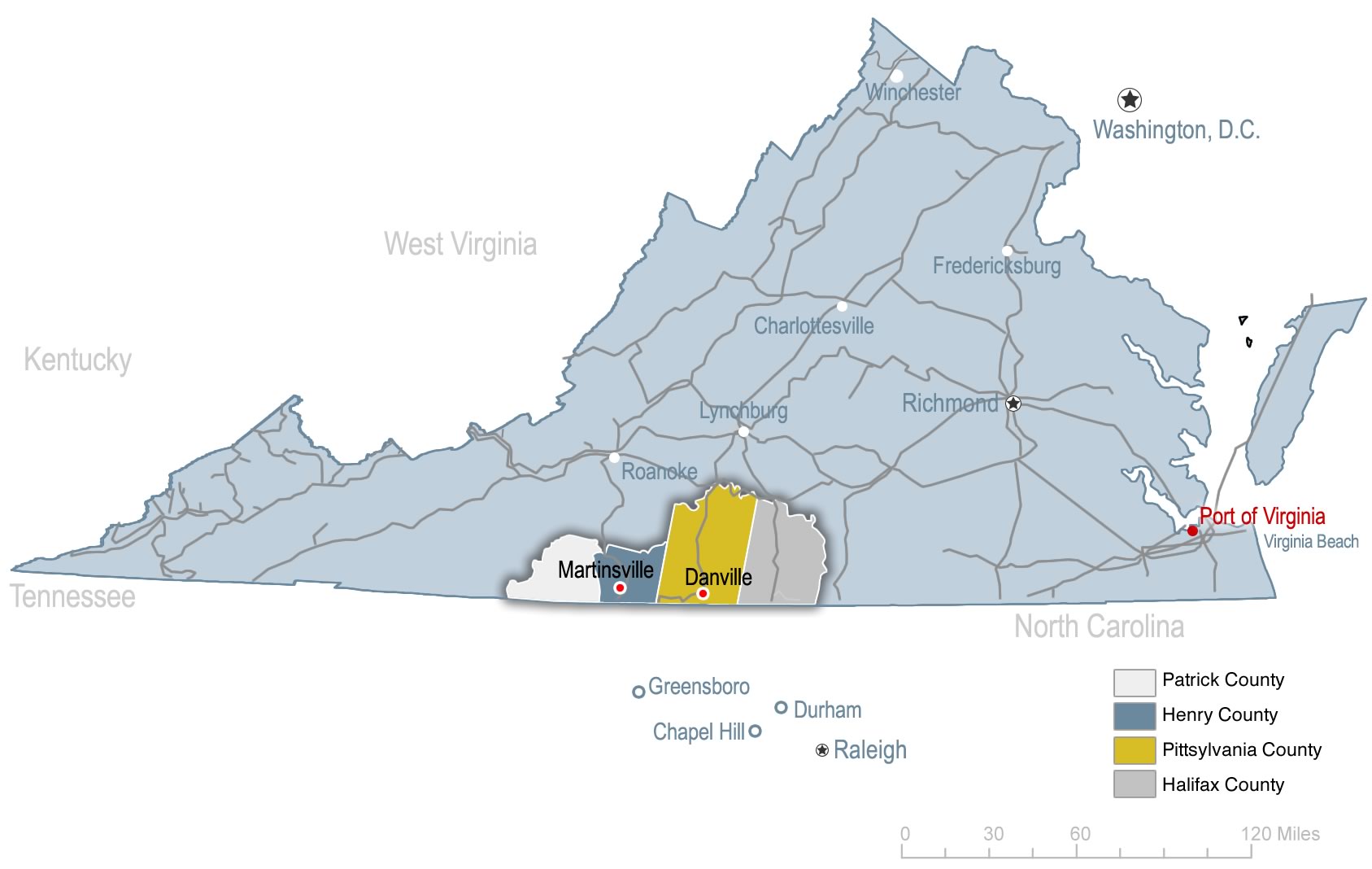 Southern Virginia railroad access